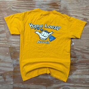 yellow‎ vintage surfwear hang loose hawaii graphic tee